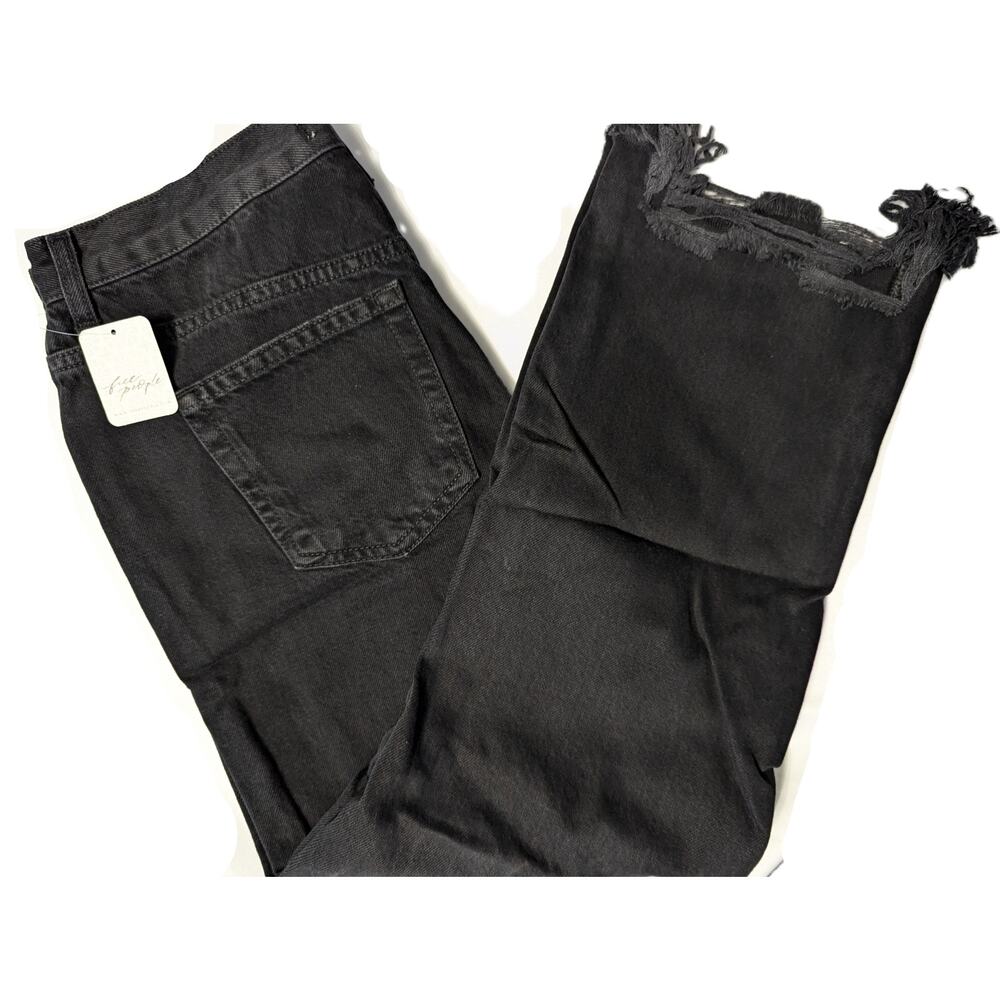 Free People Black Jeans Maggie Cropped Distressed We The Free - Picture 6 of 12